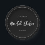 Contemporary modern black Bridal Shower Paper Plate<br><div class="desc">A bold and trendy typography for your party stationery,  simple yet elegant with a black and white theme. Fully customisable: you can change the colours of the font and background if needed.</div>