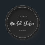 Contemporary modern black Bridal Shower Paper Plate<br><div class="desc">A bold and trendy typography for your party stationery,  simple yet elegant with a black and white theme. Fully customisable: you can change the colours of the font and background if needed.</div>