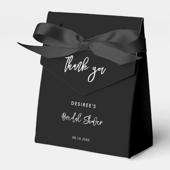 Contemporary modern black Bridal Shower thank you Favour Box (Front Side)