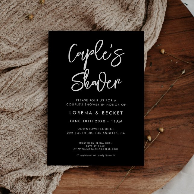 Contemporary modern black Couple's Shower Invitation (Creator Uploaded)