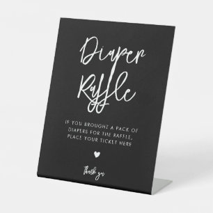 Contemporary modern black Diaper Raffle Pedestal Sign