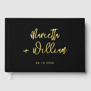Contemporary Modern Black & Gold Wedding Guest Book