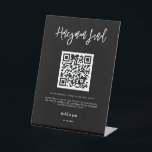 Contemporary modern black Honeymoon fund QR code Pedestal Sign<br><div class="desc">A bold and trendy typography for your wedding stationery,  simple yet elegant with a black and white theme. Fully customisable: you can change the colours of the font and background if needed. Replace the QR code with your own to give your guests access to your digital wishing well.</div>
