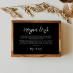 Contemporary modern black Honeymoon wish Enclosure Card<br><div class="desc">A bold and trendy typography for your wedding stationery,  simple yet elegant with a black and white theme. Fully customisable: you can change the colours of the font and background if needed.</div>