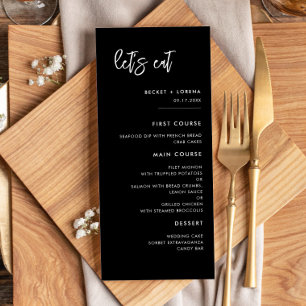 Contemporary modern black Let's eat wedding Menu