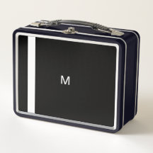 Contemporary Modern Black Minimalist Monogrammed
