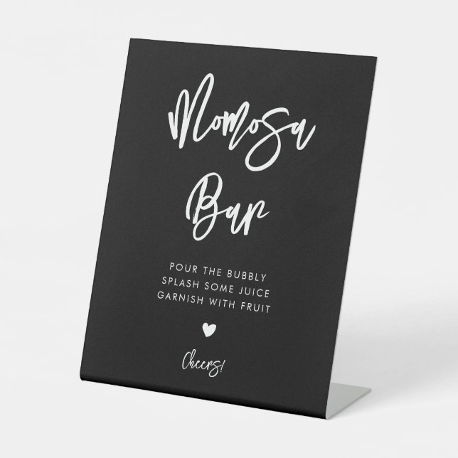 Contemporary modern black Momosa bar Pedestal Sign (Front)