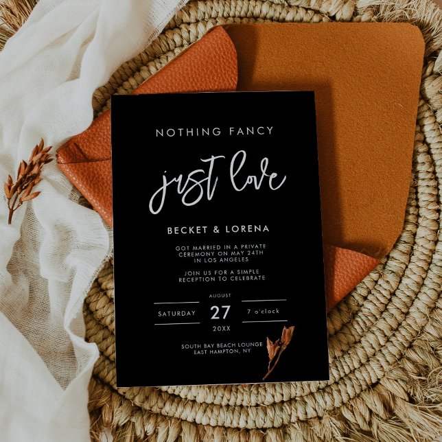 Contemporary modern black Nothing fancy Just love Invitation (Creator Uploaded)