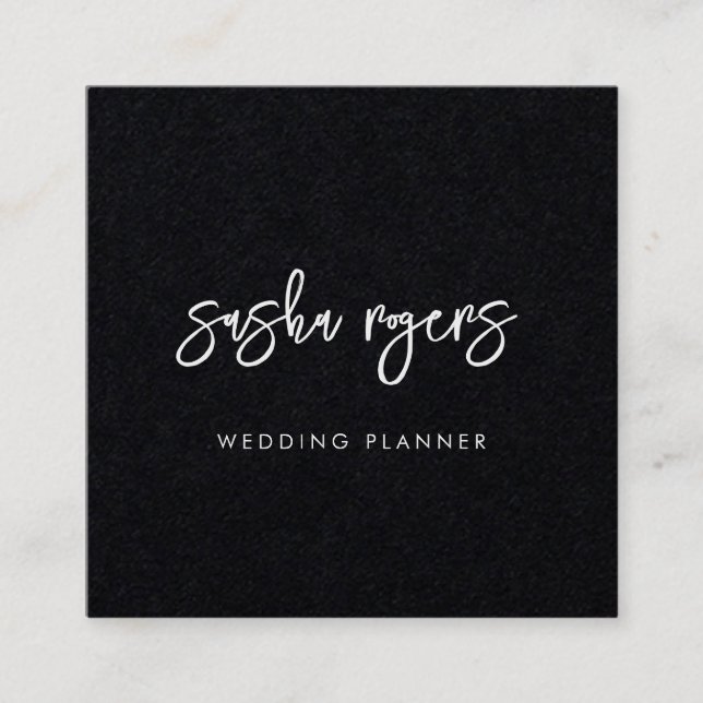 Contemporary Modern Black Square Business Card (Front)