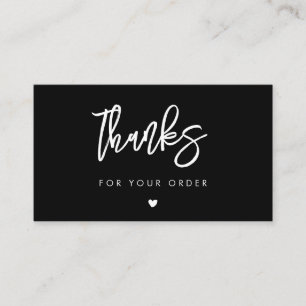Contemporary Modern Black Thank you for your order Business Card