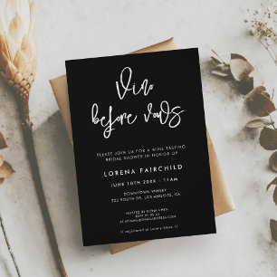 Contemporary modern black Vino before vows Invitation