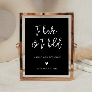 Contemporary modern black wedding blankets sign