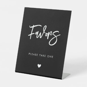 Contemporary modern black wedding Favours Pedestal Sign