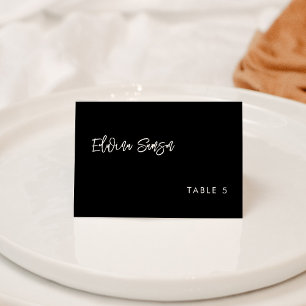 Contemporary modern black wedding guest place card