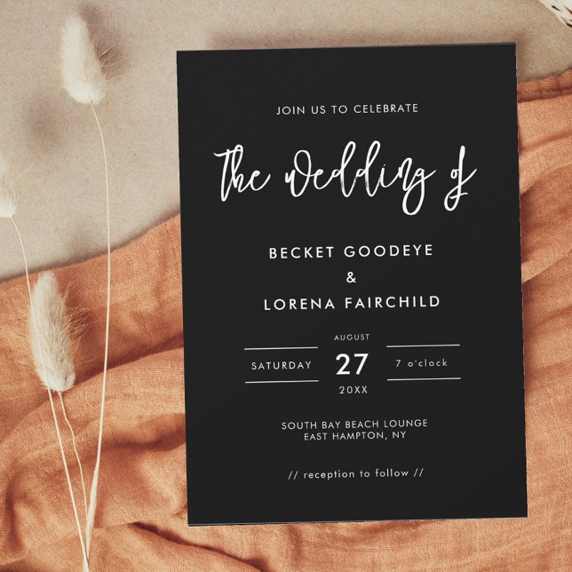 Contemporary modern black wedding invitation (Creator Uploaded)