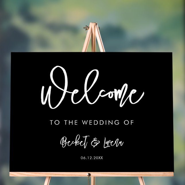 Contemporary modern black wedding welcome sign (Neutral)