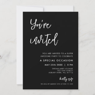 Contemporary modern black You're invited Invitation