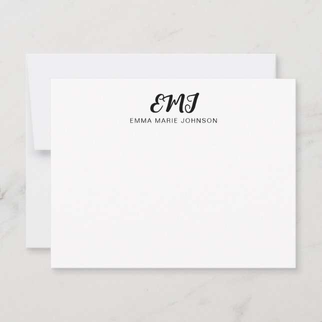 Contemporary Modern  Bold Script Monogram Card (Front)
