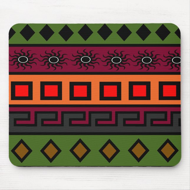 Contemporary Modern coloured African pattern Mouse Mat (Front)