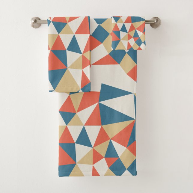 Contemporary Modern Colourful Geometric Pattern Bath Towel Set (Insitu)