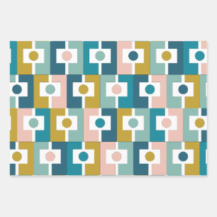 Contemporary Modern Geometric Rektangel Pattern Wrapping Paper Sheet
