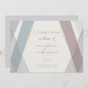 Contemporary Modern Geometric Stripes Taupe Slate Invitation