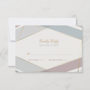 Contemporary Modern Geometric Stripes Taupe Slate RSVP Card