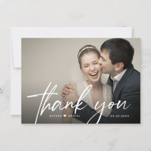 Contemporary Modern Heart Custom Wedding Photo Thank You Card
