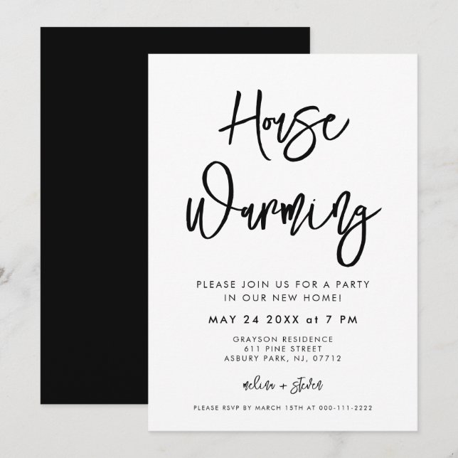 Contemporary modern Housewarming party Invitation (Front/Back)