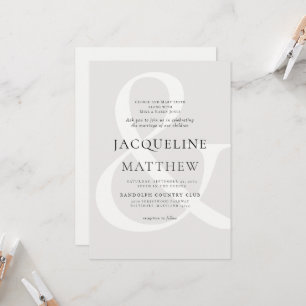 Contemporary Modern Neutral Both Parents Wedding Invitation