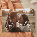 Contemporary modern Save the date photo Announcement Postcard<br><div class="desc">Save the date: share the joy of your love and new engagement with this modern personalised Save the Date photo card. Fully customisable message and colours.</div>