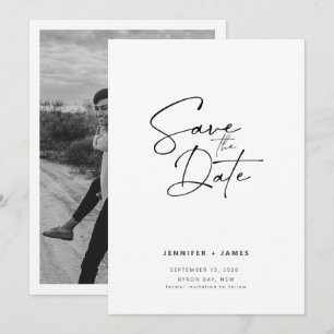 Contemporary Modern Script Save the date Invitatio Invitation