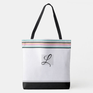 Contemporary Modern Stripe Monogrammed Tote