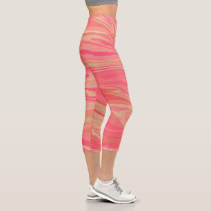 Contemporary Modern Trendy Yellow & Pink Capri Leggings