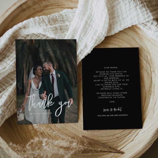 Contemporary modern wedding thank you photo card (Creator Uploaded)