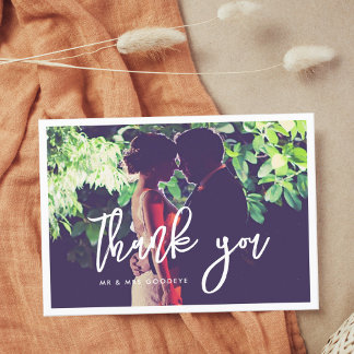 Contemporary modern wedding Thank you photo Postcard