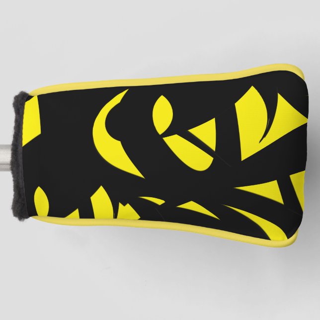 Contemporary Modern Yellow / Black  Golf Head Cover (Front)