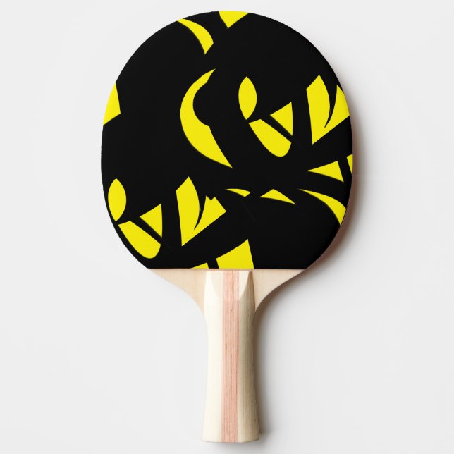 Contemporary Modern Yellow / Black  Ping Pong Paddle (Front)