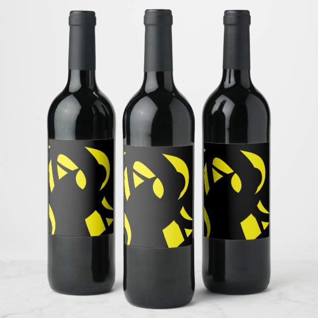 Contemporary Modern Yellow / Black  Wine Label (Bottles)