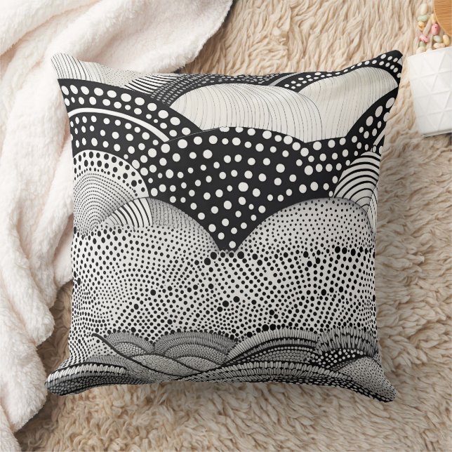 Contemporary Monochrome Abstract Geometry Pattern Cushion (Blanket)
