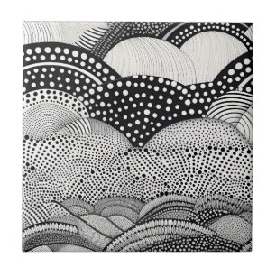 Contemporary Monochrome Abstract Geometry Pattern Tile