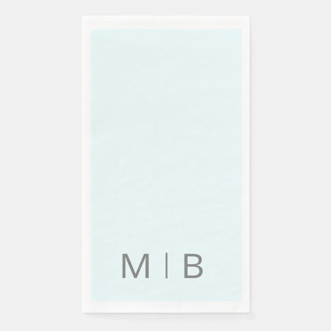 Contemporary Monogram Ice Blue Grey Text Napkin (Front)