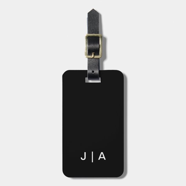 Contemporary Monogram Luggage Tag in Black & White (Front Vertical)