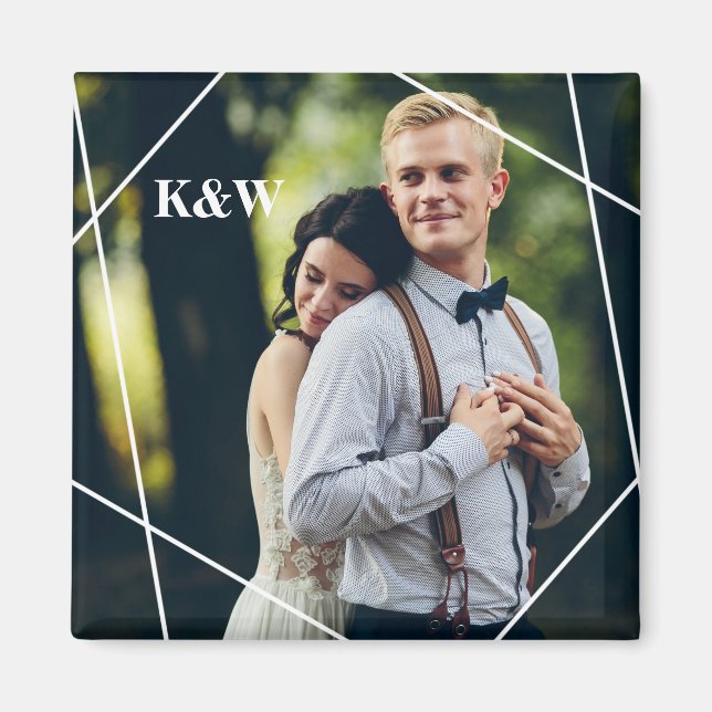 Contemporary Monogram Photo Magnet (Front)