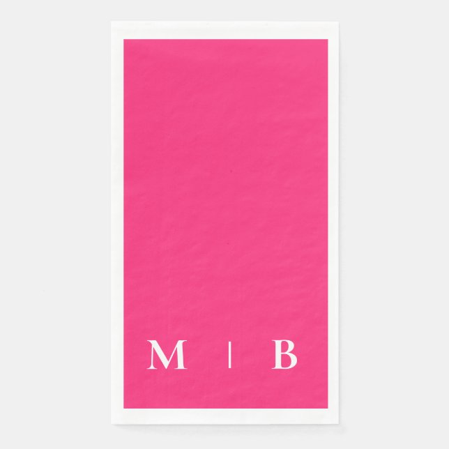 Contemporary Monogram Pink & White Napkin (Front)