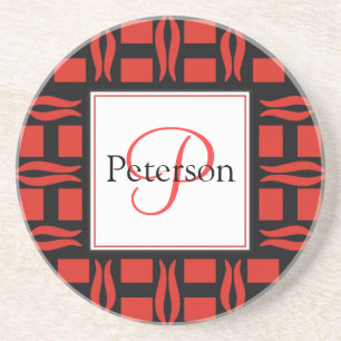 Contemporary Monogram Wedding Coaster