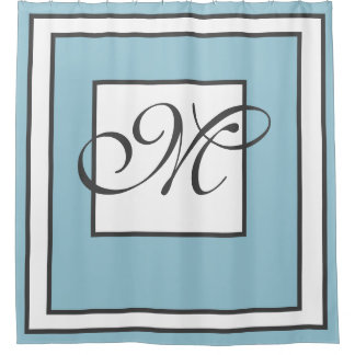 Contemporary Monogrammed Shower Curtain