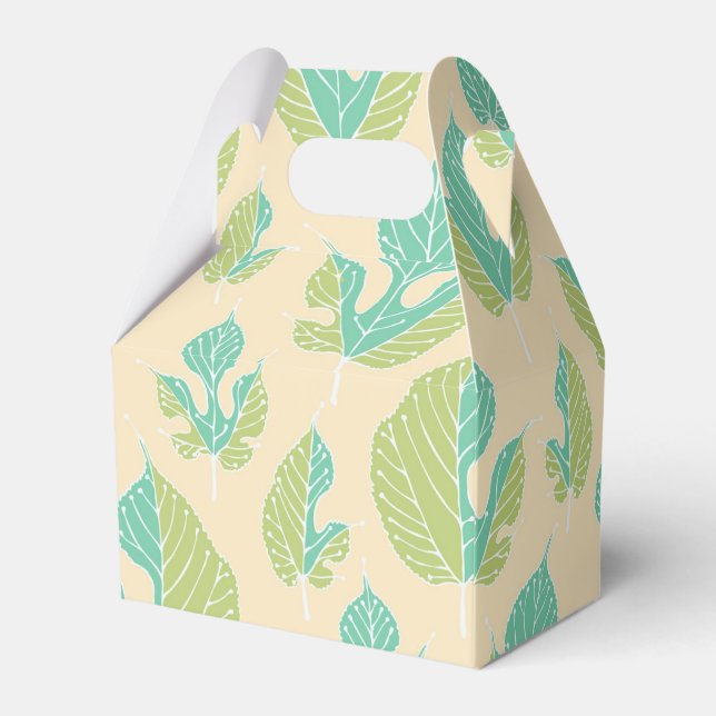 Contemporary Mulberry Leaves Pattern Favour Box (Back Side)
