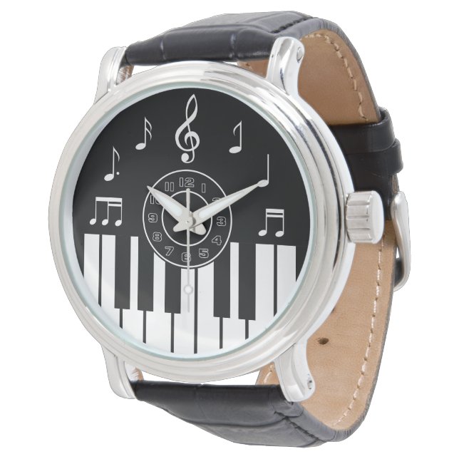 Contemporary music design in black and white watch (Angled)