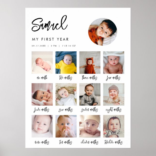 Contemporary My 1st Year Birthday photo sign (Front)